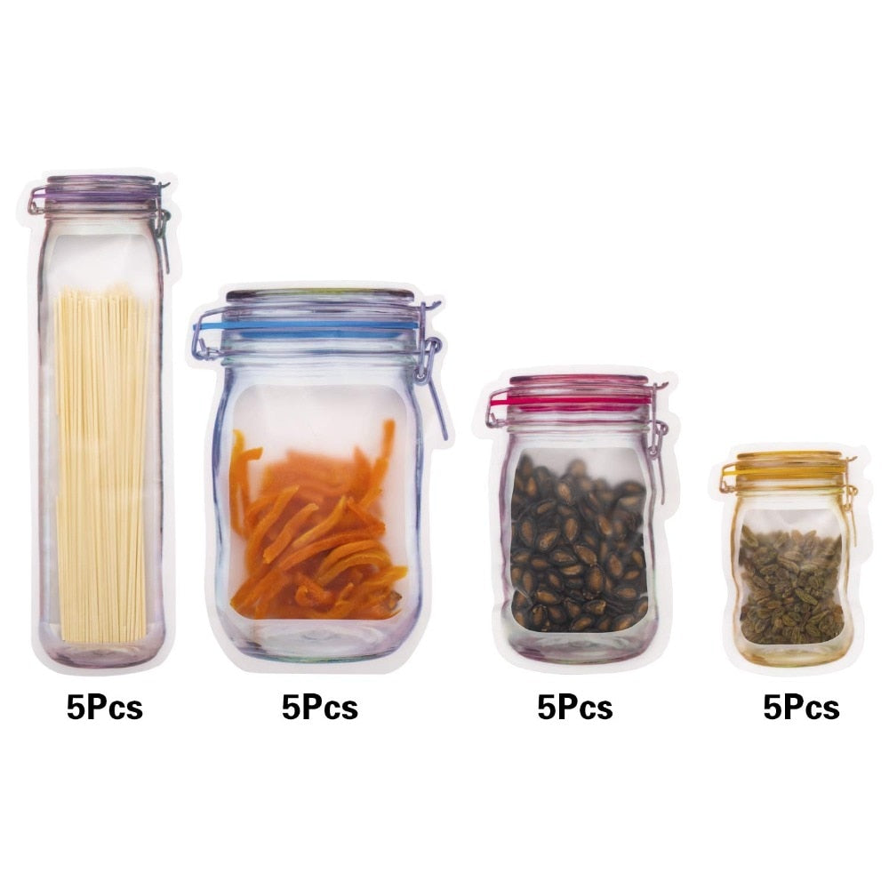 Reusable Mason Jar Bag Sealed Fresh Food Storage Bags