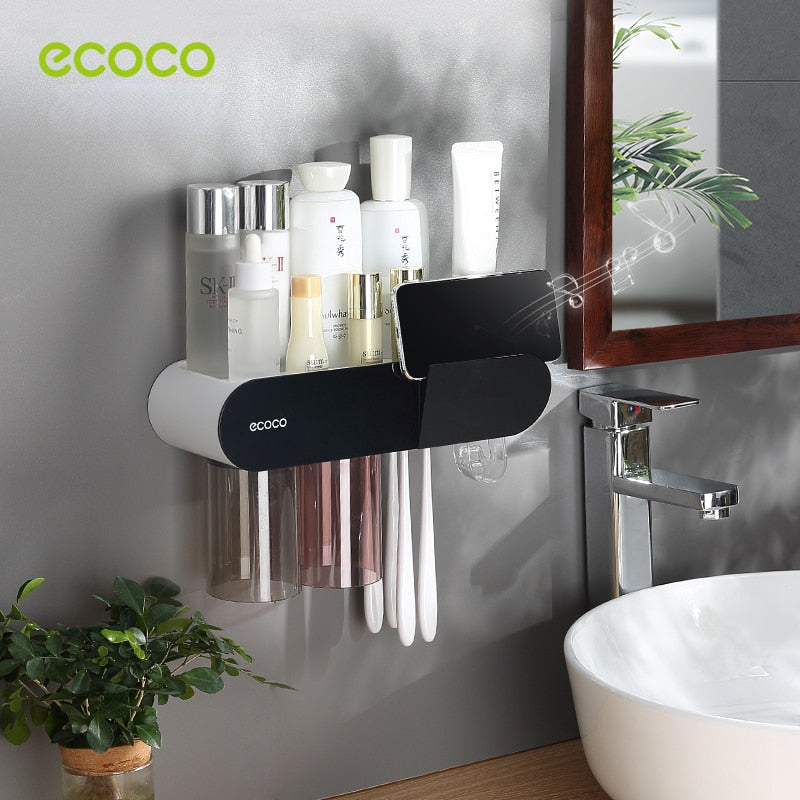 ECOCO Automatic Toothpaste Dispenser with Storage Rack